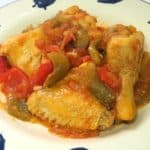 Pollo guisado con pimientos