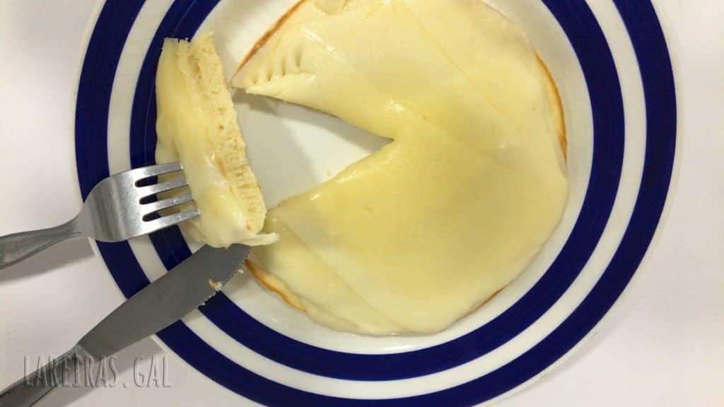 Pancakes with melted cheese